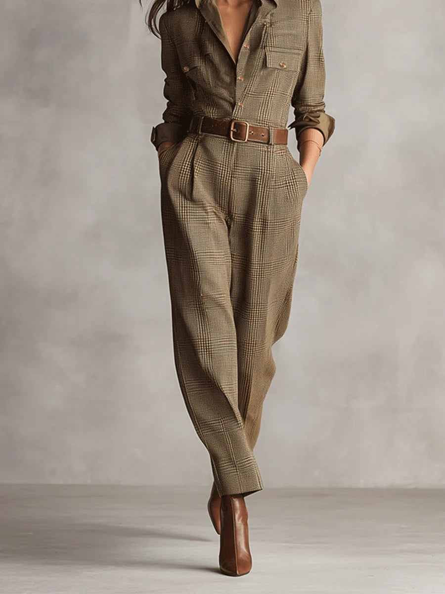 Dames Jumpsuit met Knopen, Kraag en Steekzakken
