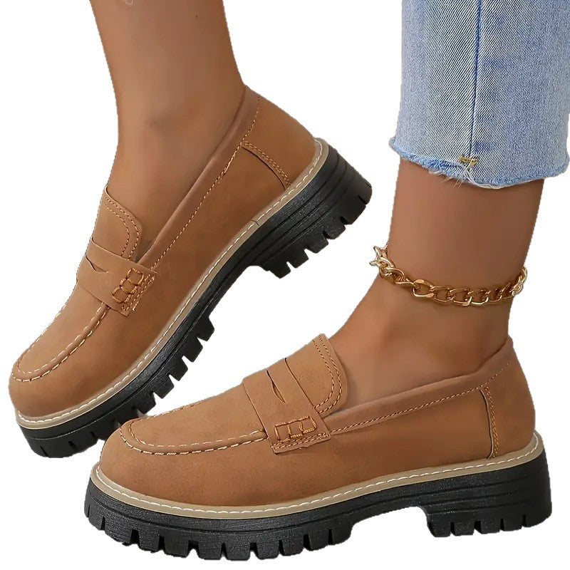 Dames Loafers met Profielzool en Penny Strap Bruin