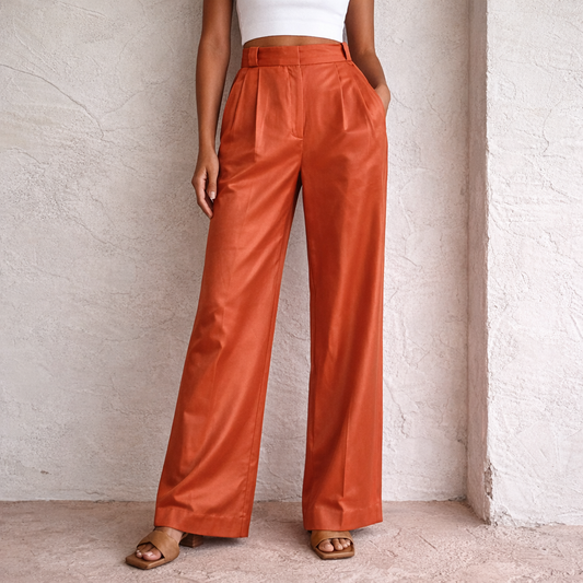 Dames Pantalon Wijde Pijpen Hoge Taille Oranje