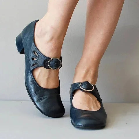 Dames Pumps met Siersluiting en Uitsnijdingen Marineblauw