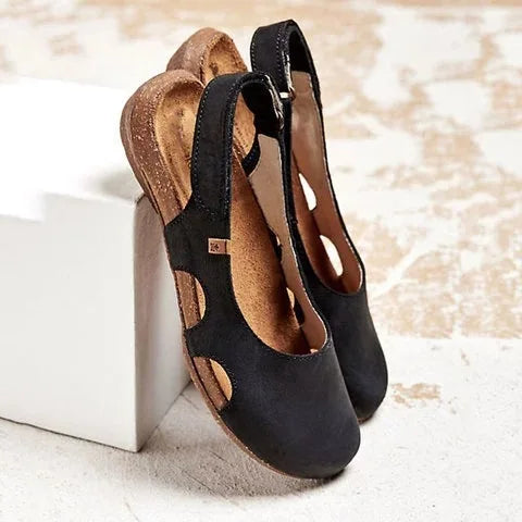 Dames Sandalen met Slingback Riem en Uitgespaarde Zijkanten