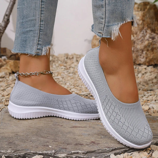 Dames Slip-on Sneakers met Ronde Neus en Instapmodel Grijs