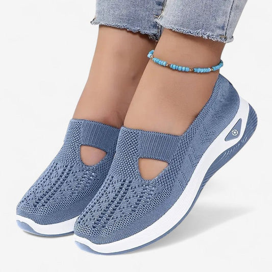 Dames Slip-on Sneakers met Uitsparing en Geprofileerde Zool Blauw