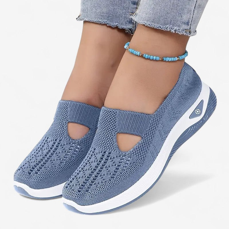 Dames Slip-on Sneakers met Uitsparing en Geprofileerde Zool Blauw
