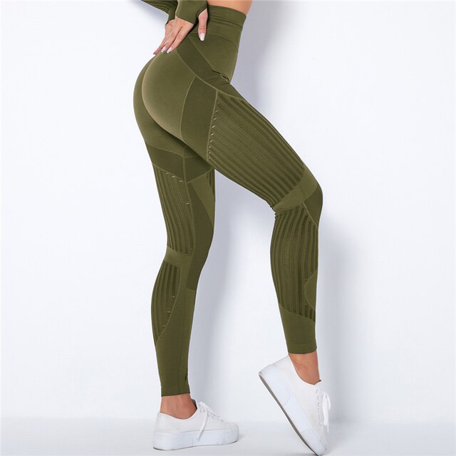 Dames Sport Leggings High Waist met Mesh Ventilatiezones Groen