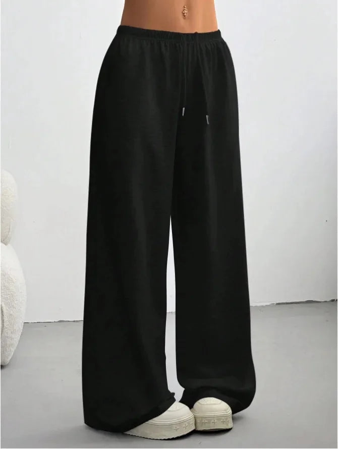 Dames Sweatpants Wide Leg met Elastische Taille en Trekkoord
