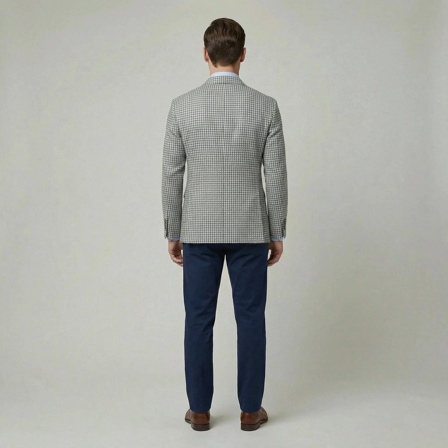 Heren Blazer met Pied-de-Poule Patroon en Slim Fit Revers