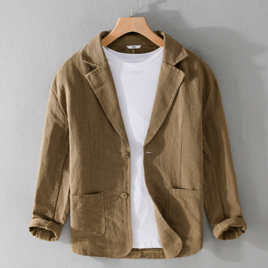 Heren Blazer met Revers Kraag en Knoopsluiting Regular Fit Bruin