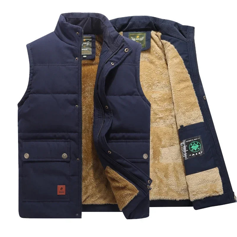 Heren Bodywarmer met Staande Kraag en Fleece Voering Marineblauw