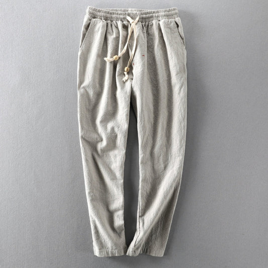 Heren Broek met Elastische Taille en Trekkoord Grijs