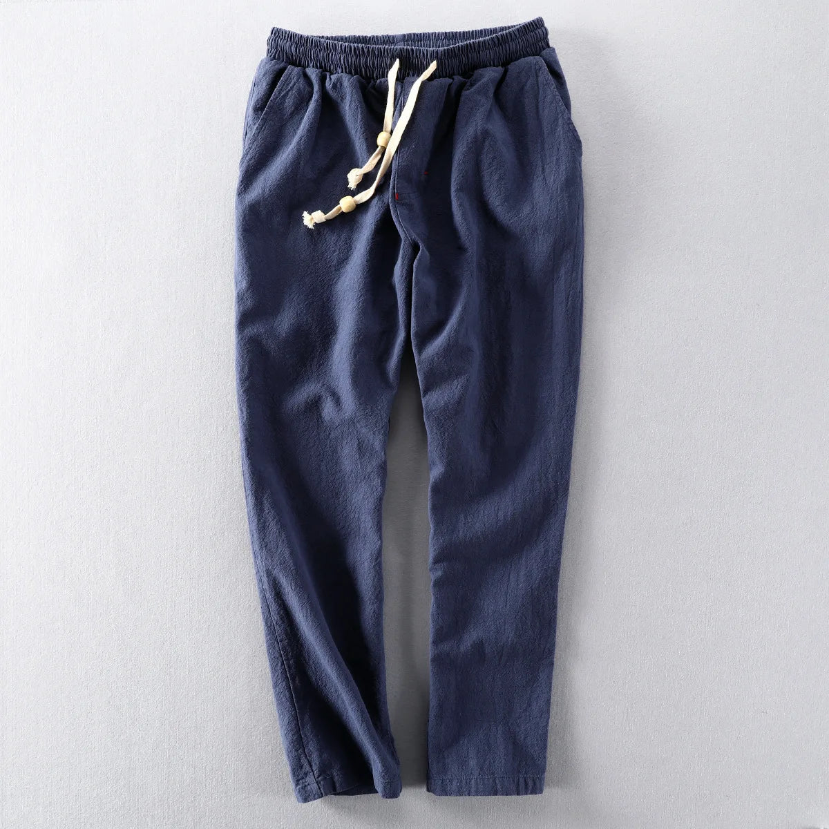 Heren Broek met Elastische Taille en Trekkoord Rechte Pijp Marineblauw
