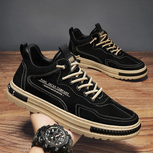 Heren Casual Sneakers met Chunky Zool en Contrastdetails Zwart