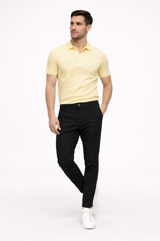 Heren Chino Broek met Rechte Snit en Regular Fit Zwart