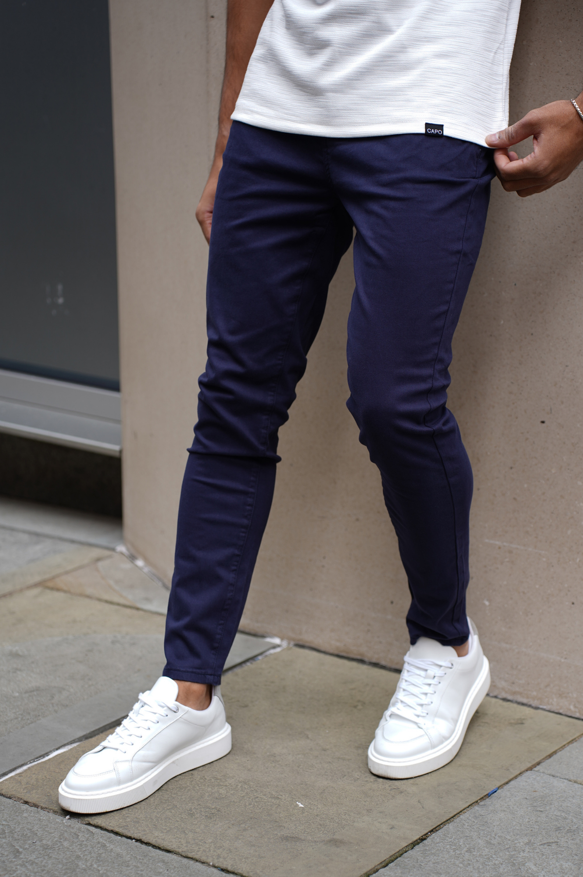 Heren Chino Broek Slim Fit met Getaperde Enkels en Elastische Tailleband