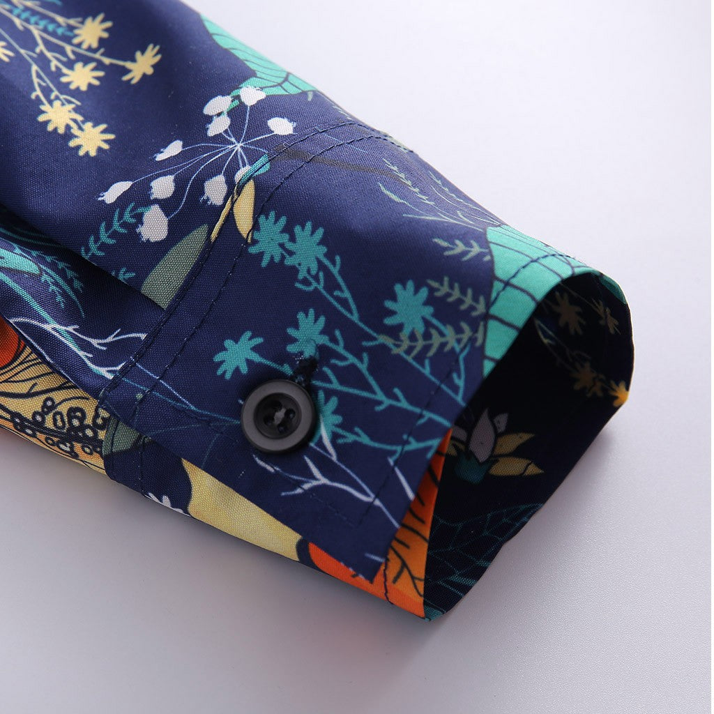Heren Hawaiihemd met Bloemenprint en Lange Mouwen