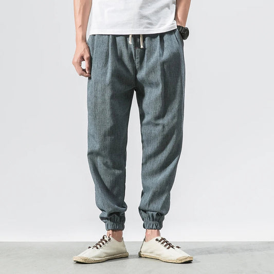 Heren Joggingbroek met Elastische Taille en Koordsluiting Blauw