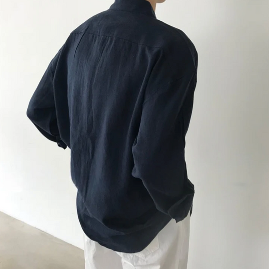 Heren Oversized Shirt met Lange Mouwen en Borstzakje
