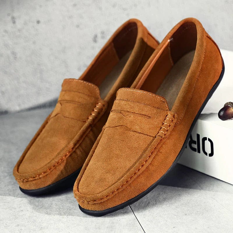 Heren Penny Loafers Slip-on met Mocassin Neus en Antislipzool Bruin