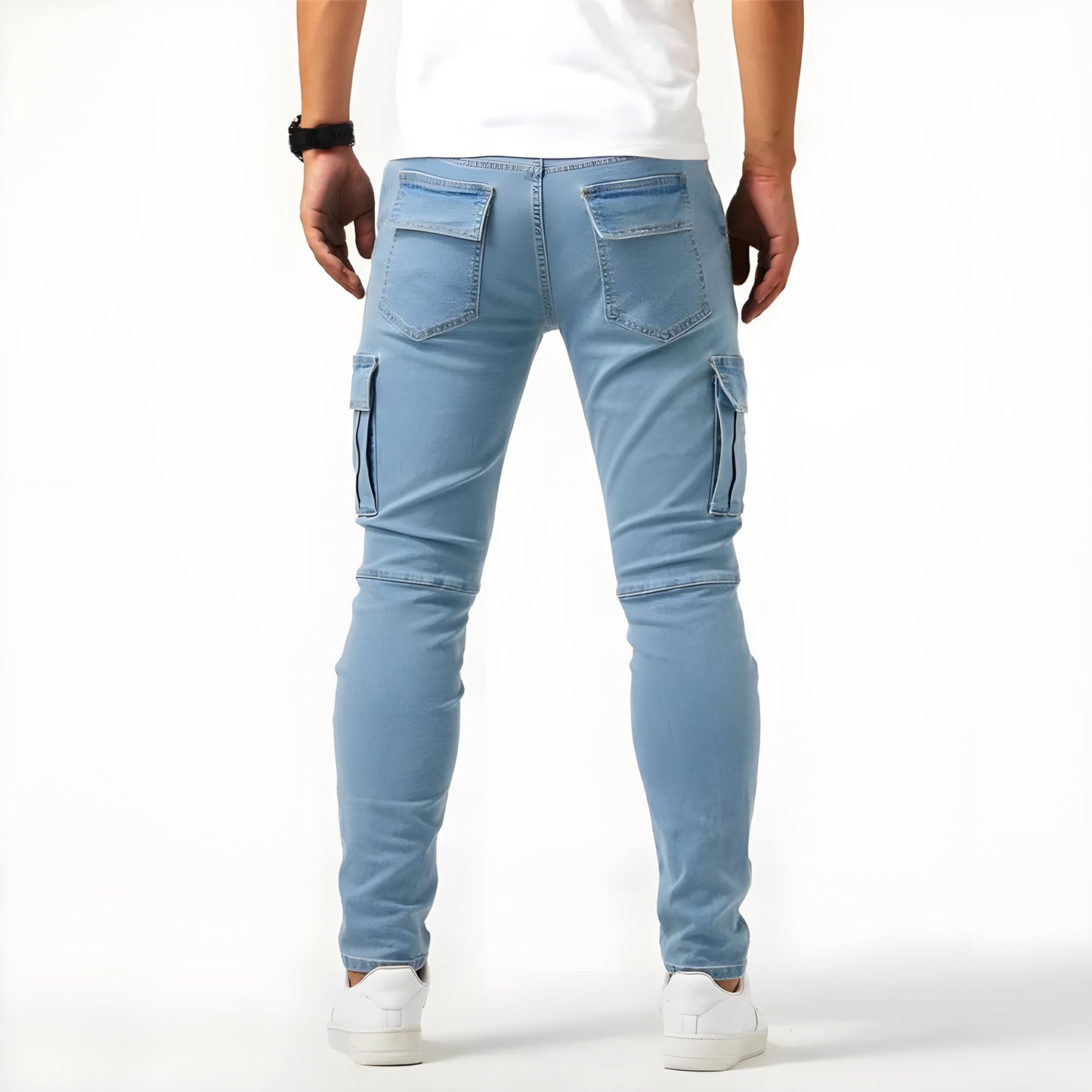 Heren Slim Cargo Jeans met Zijzakken