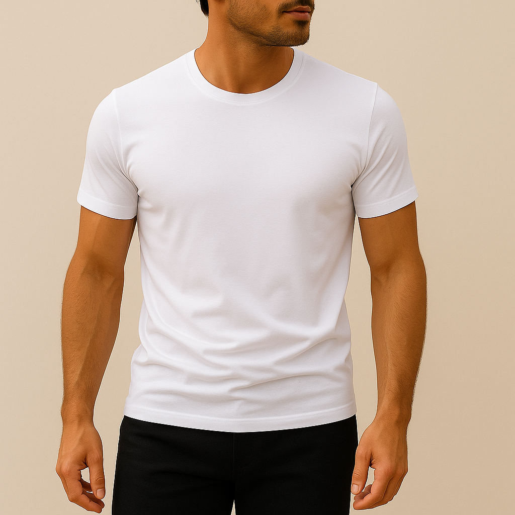 Heren T-shirt Korte Mouw met Ronde Hals en Slim Fit