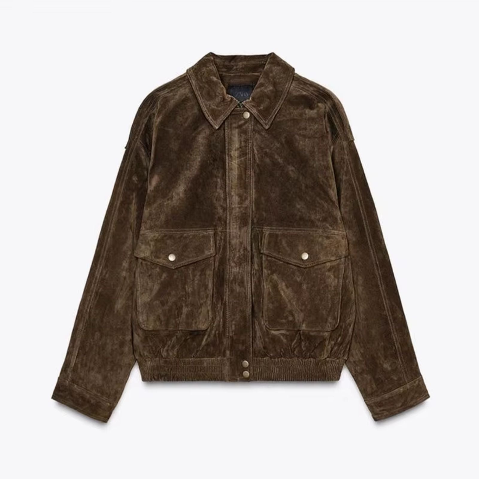 Dames Tussenjas Oversized met Knoopsluiting en Opstaande Kraag Bruin