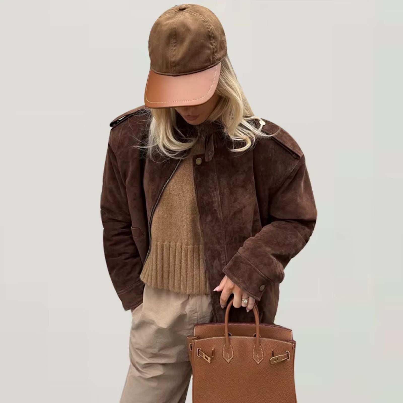 Dames Tussenjas Oversized met Knoopsluiting en Opstaande Kraag