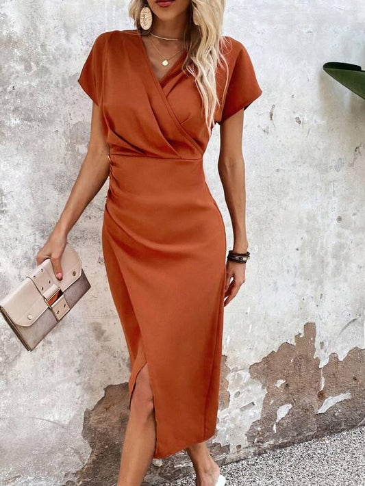 Dames Midi Jurk met Cross-Over Ontwerp