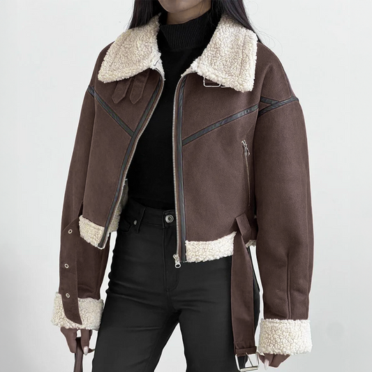 Dames Aviator Jacket met Shearling Voering
