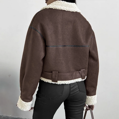 Dames Aviator Jacket met Shearling Voering