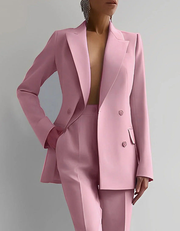 Dames Blazer en Broek Set met Regular Pasvorm