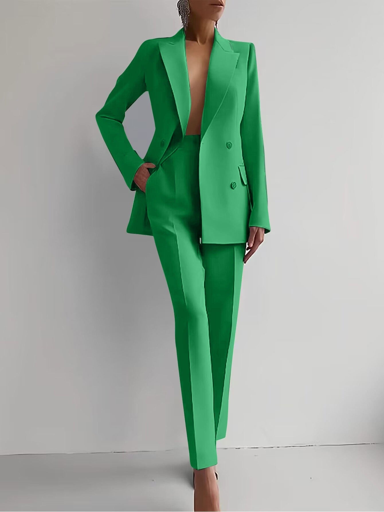 Dames Blazer en Broek Set met Regular Pasvorm