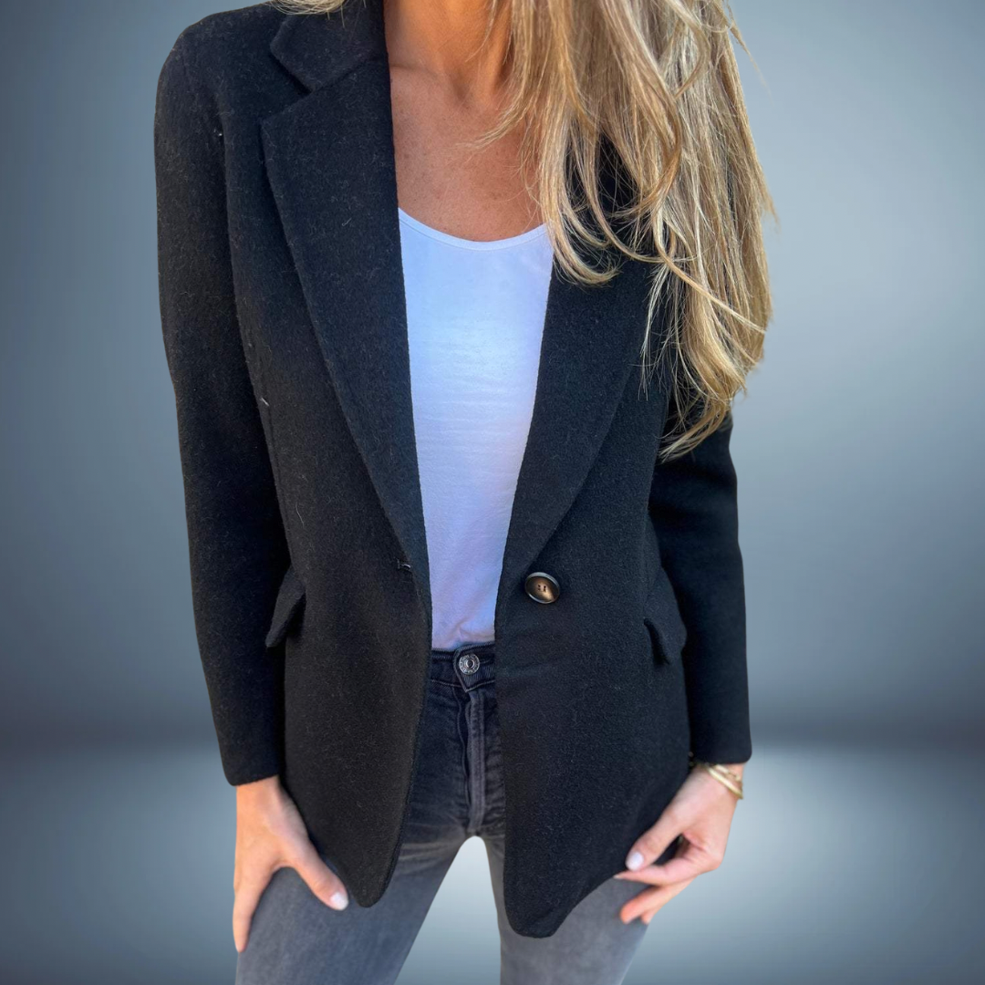 Dames Getailleerde Blazer met Reverskraag Zwart