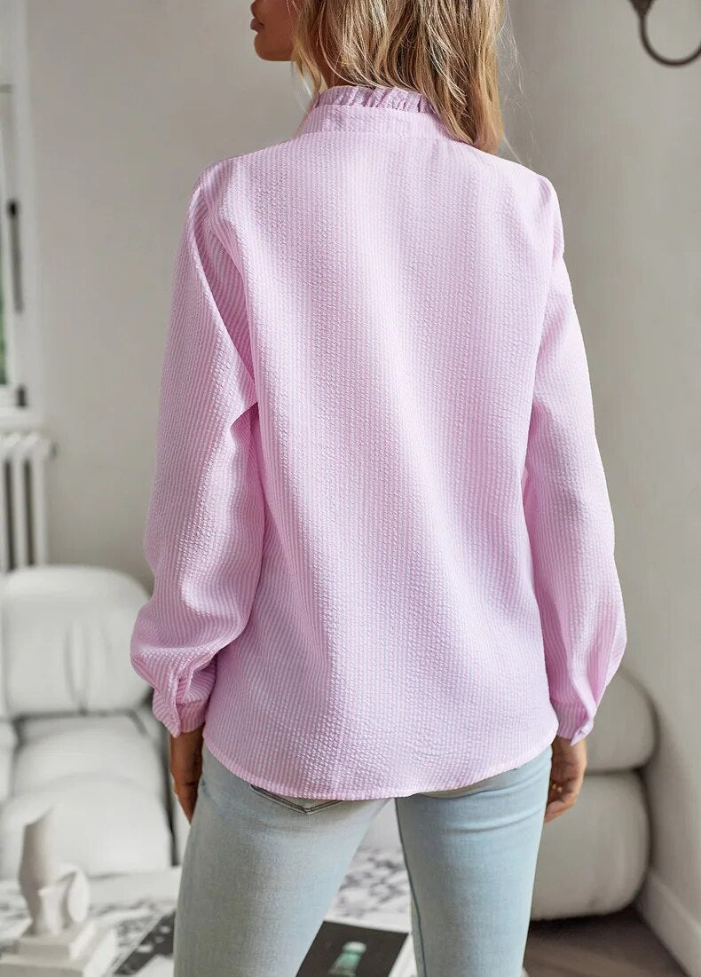 Dames Blouse Lange Mouwen met Elegante Kraag