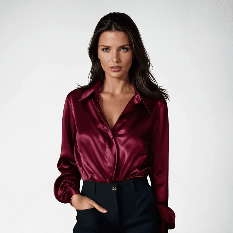 Elegante Dames Blouse met Lange Mouwen Bordeauxrood