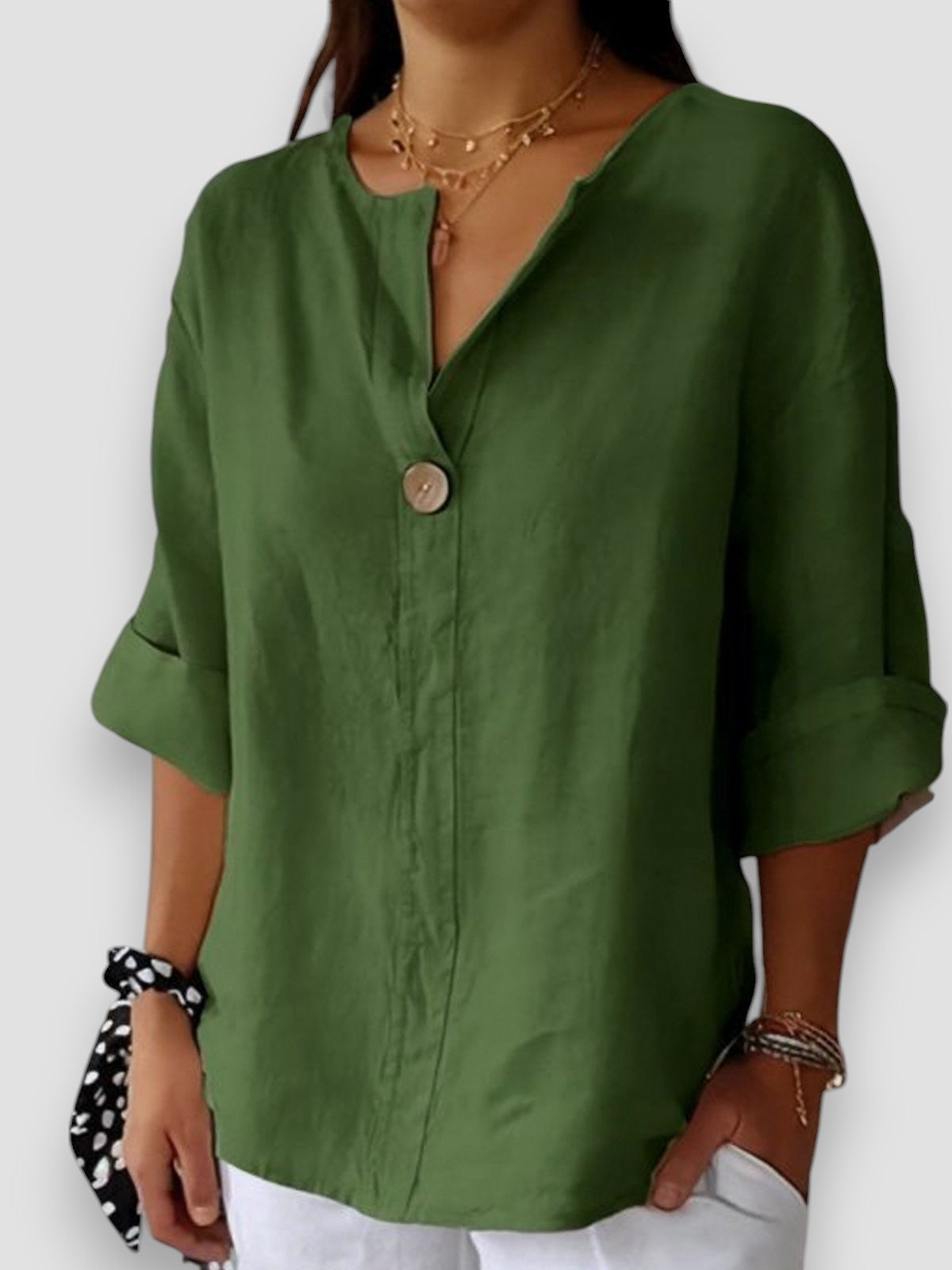 Dames Blouse met Knoop in Casual Design Groen