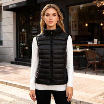 Dames Bodywarmer met Kraag en Slank Design Zwart