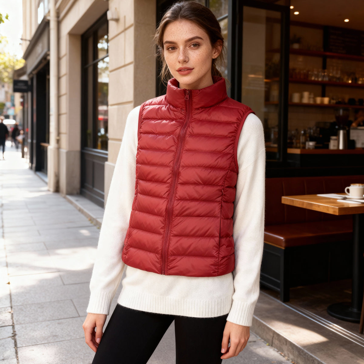 Dames Bodywarmer met Kraag en Slank Design