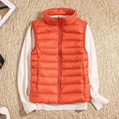 Dames Bodywarmer met Kraag en Slank Design Oranje