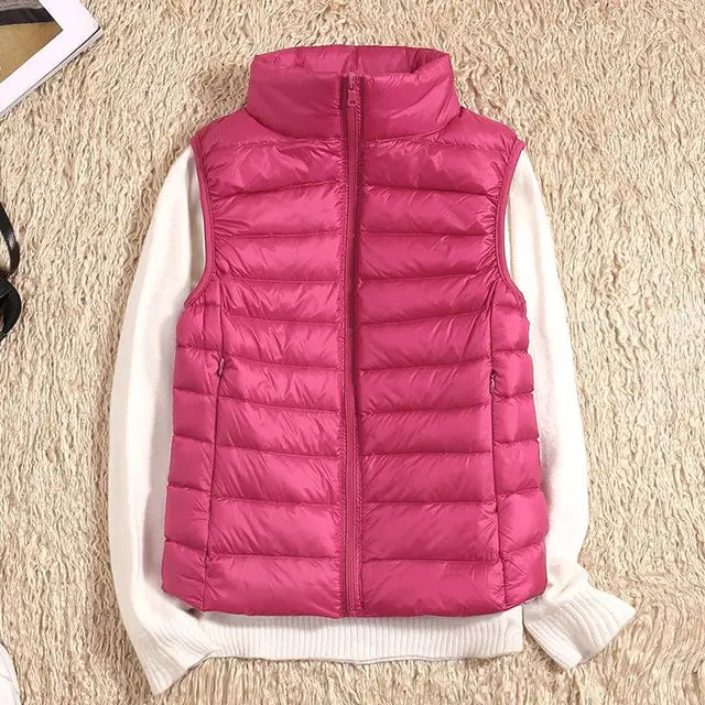 Dames Bodywarmer met Kraag en Slank Design Roze rood