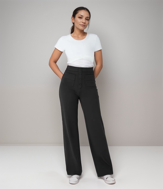 Dames Broek Hoge Taille Zwart