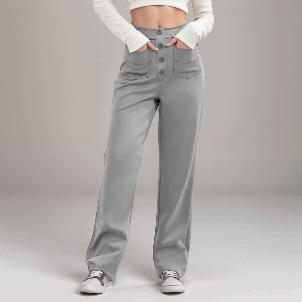 Dames Broek Hoge Taille Grijs