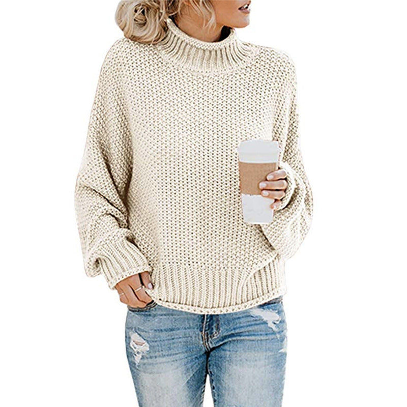 Dames Coltrui met Hoge Kraag en Lange Mouwen Beige