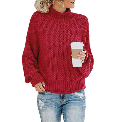 Dames Coltrui met Hoge Kraag en Lange Mouwen Rood