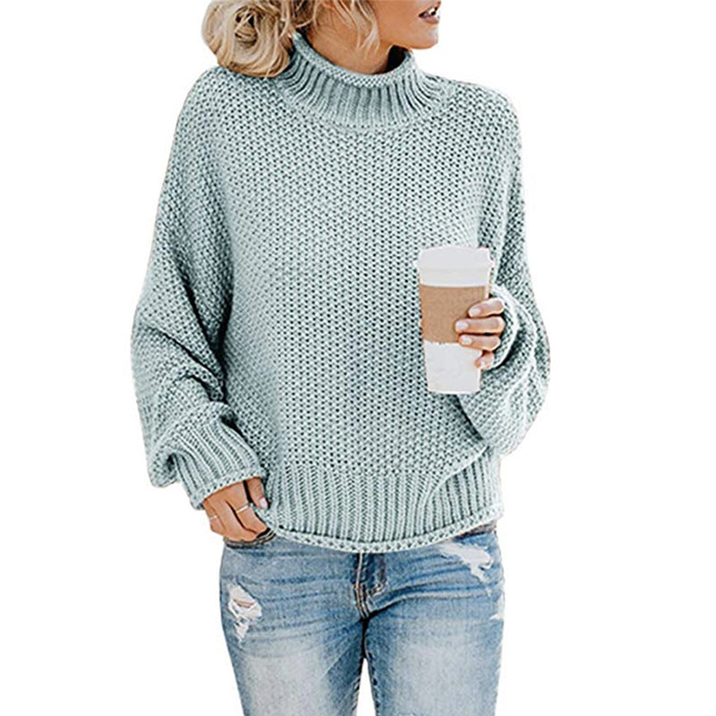 Dames Coltrui met Hoge Kraag en Lange Mouwen Blauw