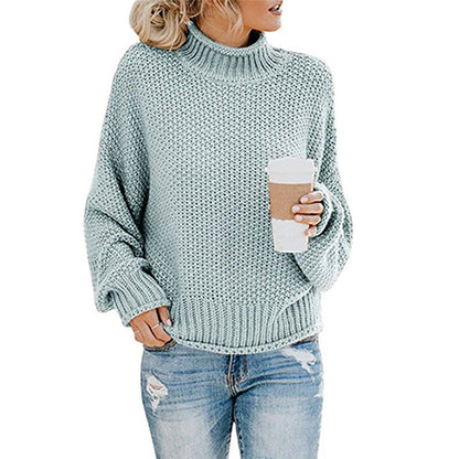 Dames Coltrui met Hoge Kraag en Lange Mouwen Blauw