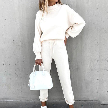 Dames 2-Delige Huispak Loungeset met Trui en Broek Wit