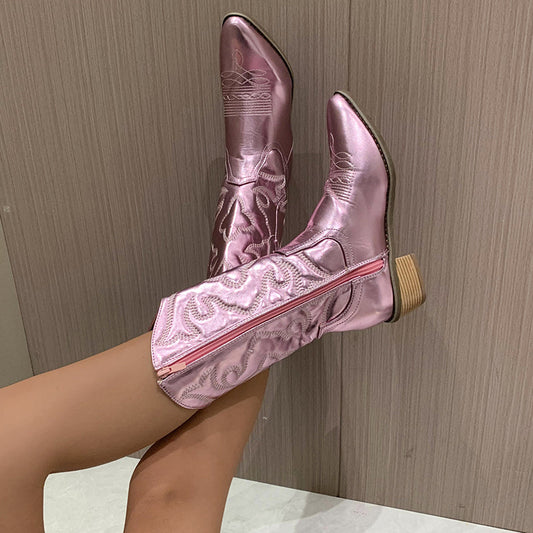 Dames Cowboylaarzen met Metallic Afwerking