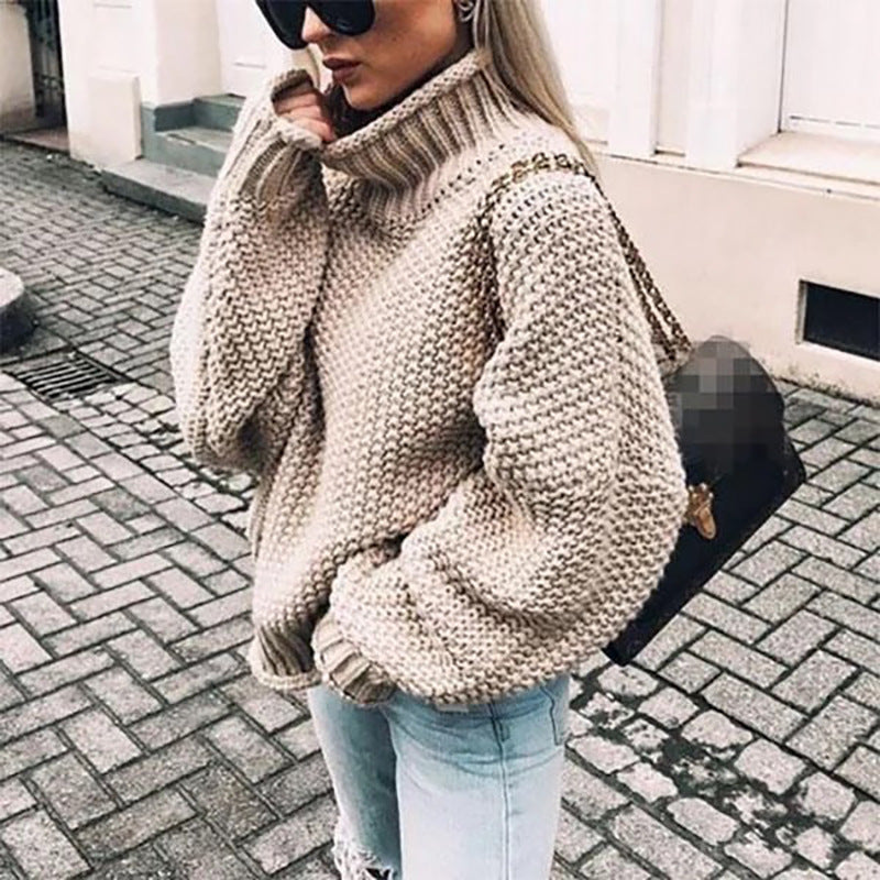 Dames Trui met Warme Voering en Casual Winterlook Beige