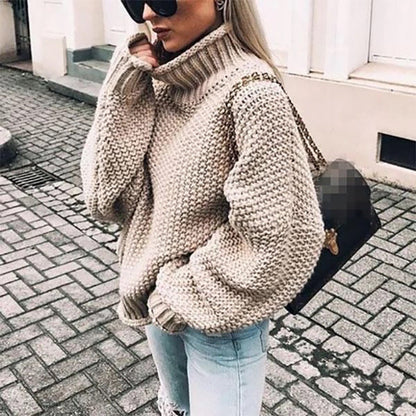 Dames Trui met Warme Voering en Casual Winterlook Beige