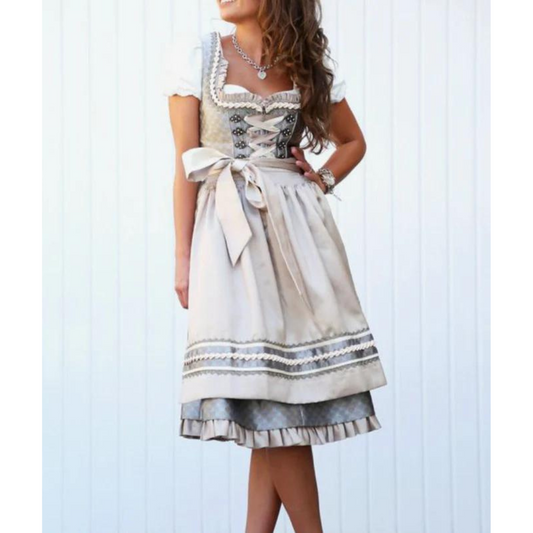 Dames Dirndl Jurk Met Schort En Moderne Blouse Wit